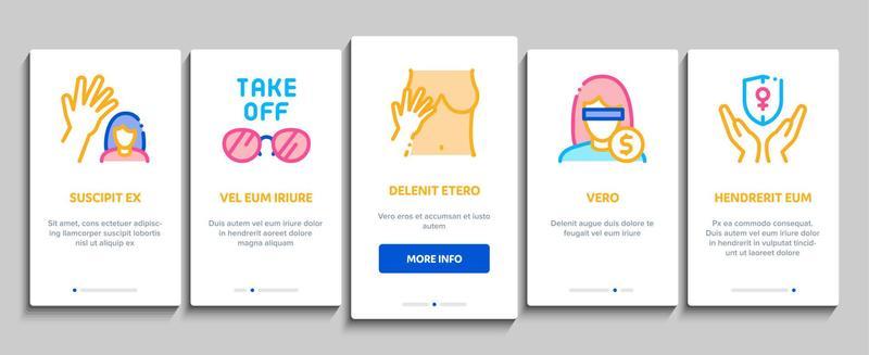 Sexual Harassment Onboarding Elements Icons Set Vector