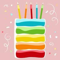 Happy Birthday card. Celebration vector templates with cake. Funny cartoon card for happy birthday.