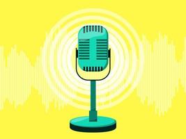 World Radio Day. Retro microphone. Banner template for world music day. Microphone on yellow background. Karaoke. vector