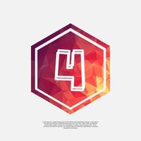 number 4 on colorful polygon vector design template with white background