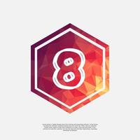 number 8 on colorful polygon vector design template with white background