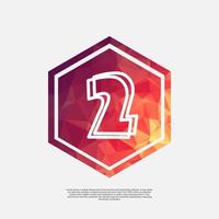 number 2 on colorful polygon vector design template with white background