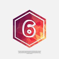 number 6 on colorful polygon vector design template with white background