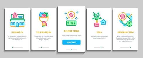 Flower Shop Boutique Onboarding Elements Icons Set Vector