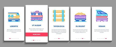 Train Rail Transport Onboarding Elements Icons Set Vector