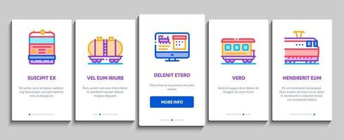 Train Rail Transport Onboarding Elements Icons Set Vector