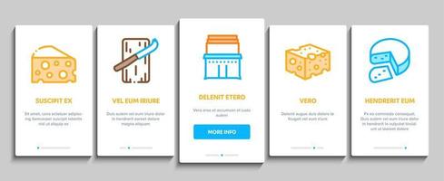 Cheese Dairy Food Onboarding Elements Icons Set Vector