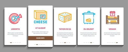 Cheese Dairy Food Onboarding Elements Icons Set Vector