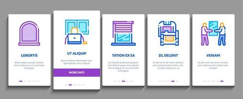 Pvc Window Frames Onboarding Elements Icons Set Vector