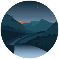 Mountain Road at sunset vector