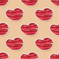 Abstraction with red hearts seamless pattern. Abstract red heart in a flat style. Happy valentine day background.Valentines day attributes. Vector illustration.
