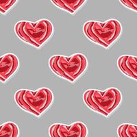 Red pink hearts on a gray background. Red hearts. Seamless geometric vector pattern. Happy valentine day background. Valentines day attributes.