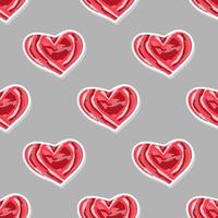 Red pink hearts on a gray background. Red hearts. Seamless geometric vector pattern. Happy valentine day background. Valentines day attributes.