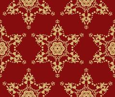 Christmas red background with gold stars, seamless patterns. Red background with gold ornaments. Red, gold. Seamless vector pattern. For fabric, wallpaper, venetian pattern,textile, packaging.