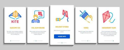 Kite Flying Air Toy Onboarding Elements Icons Set Vector