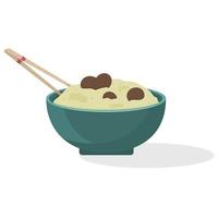 Rice with meatballs and chopsticks. Illustration on the theme of Korean cuisine vector