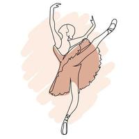 bailarina de dibujo de una sola línea en ilustración de vector de danza de movimiento de ballet. afiche abstracto de bailarina minimalista, impresión, logotipo, portada, plantilla de diseño de emblema. boceto de estilo escandinavo