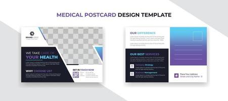 Modern medical healthcare postcard business template vector