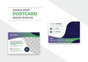 Minimal and creative medical company postcard template design vector