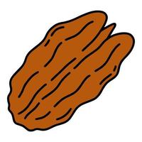 Pecan nut simple linear cartoon icon in doodle style vector