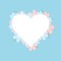 Heart with a place for an inscription and flowers on a blue background vector