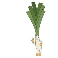 Cartoon leek on white background vector