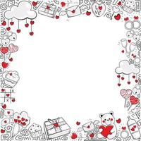 Social Media Post Square Template for Valentine's Day. Square Picture Frame with copy space in middle. vector