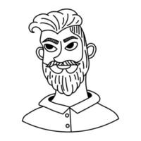 Black and white doodle clipart. A simple portrait of a man. Easy to change color. vector