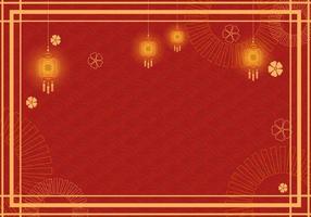 chinese new year copy space with lantern and wavy patern vector