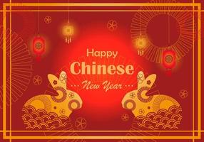 twin rabbit chinese new year template vector