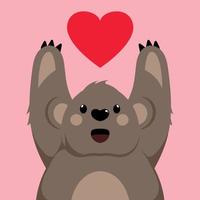 koala with paws up reaching for a heart vector