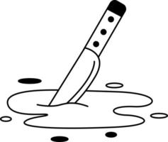 Tattoo knife in the style of the 90s, 2000s. Black and white single object illustration. vector