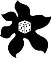 Tattoo blot with a dice in the style of the 90s, 2000s. Black and white single object illustration. vector