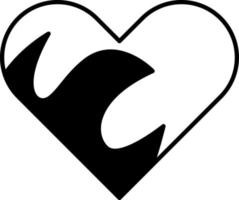 Tattoo heart with flame on the side in the style of the 90s, 2000s. Black and white single object illustration. vector