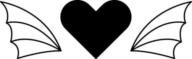 Tattoo heart in the style of the 90s, 2000s. Black and white single object illustration. vector