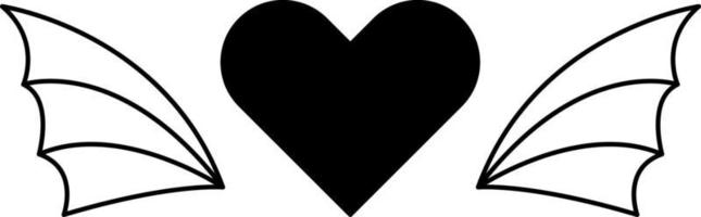 Tattoo heart in the style of the 90s, 2000s. Black and white single object illustration. vector