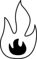 Tattoo fire in the style of the 90s, 2000s. Black and white single object illustration. vector