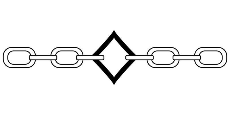 Tattoo chain diamonds card suit in the style of the 90s, 2000s. Black and white single object illustration.