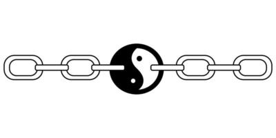 Tattoo chain ying yang in the style of the 90s, 2000s. Black and white single object illustration. vector