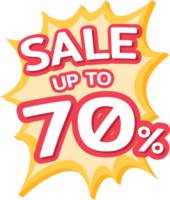 Up to 70 percent off label, Promotion discount banner templates png