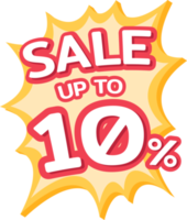 Up to 10 percent off label, Promotion discount banner templates png