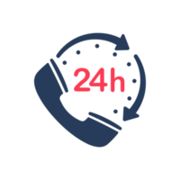 24-Stunden-Service-Symbol. Sprechblasen. telefonische Beratung bei Kundenproblemen. png