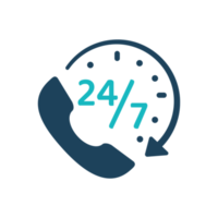 24-Stunden-Service-Symbol. Sprechblasen. telefonische Beratung bei Kundenproblemen. png