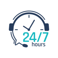 24 hour service icon.Headphone Talk Support over the phone to consult customer problems. png