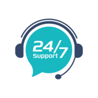 24 hour service icon.Headphone Talk Support over the phone to consult customer problems. png