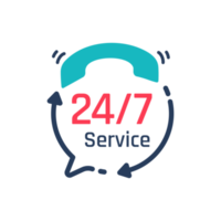 24-Stunden-Service-Symbol. Sprechblasen. telefonische Beratung bei Kundenproblemen. png