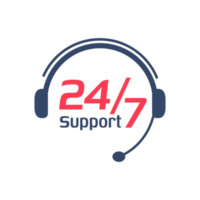 24 hour service icon.Headphone Talk Support over the phone to consult customer problems. png