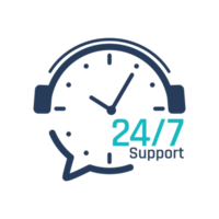 24 hour service icon.Headphone Talk Support over the phone to consult customer problems. png