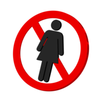 Keine Frauen erlaubt 3D-Symbol, kein weibliches Zeichen, 3D-Rendering png