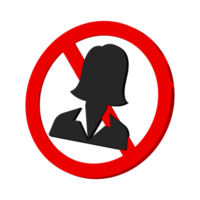 icône 3d interdite aux femmes, aucun signe féminin, rendu 3d png